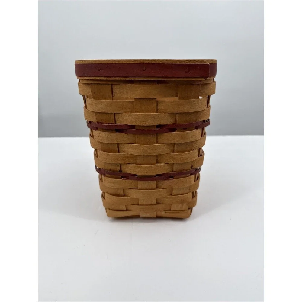 1996 Longaberger Medium Spoon Kitchen Basket Red Weave VTG Farmhouse Country